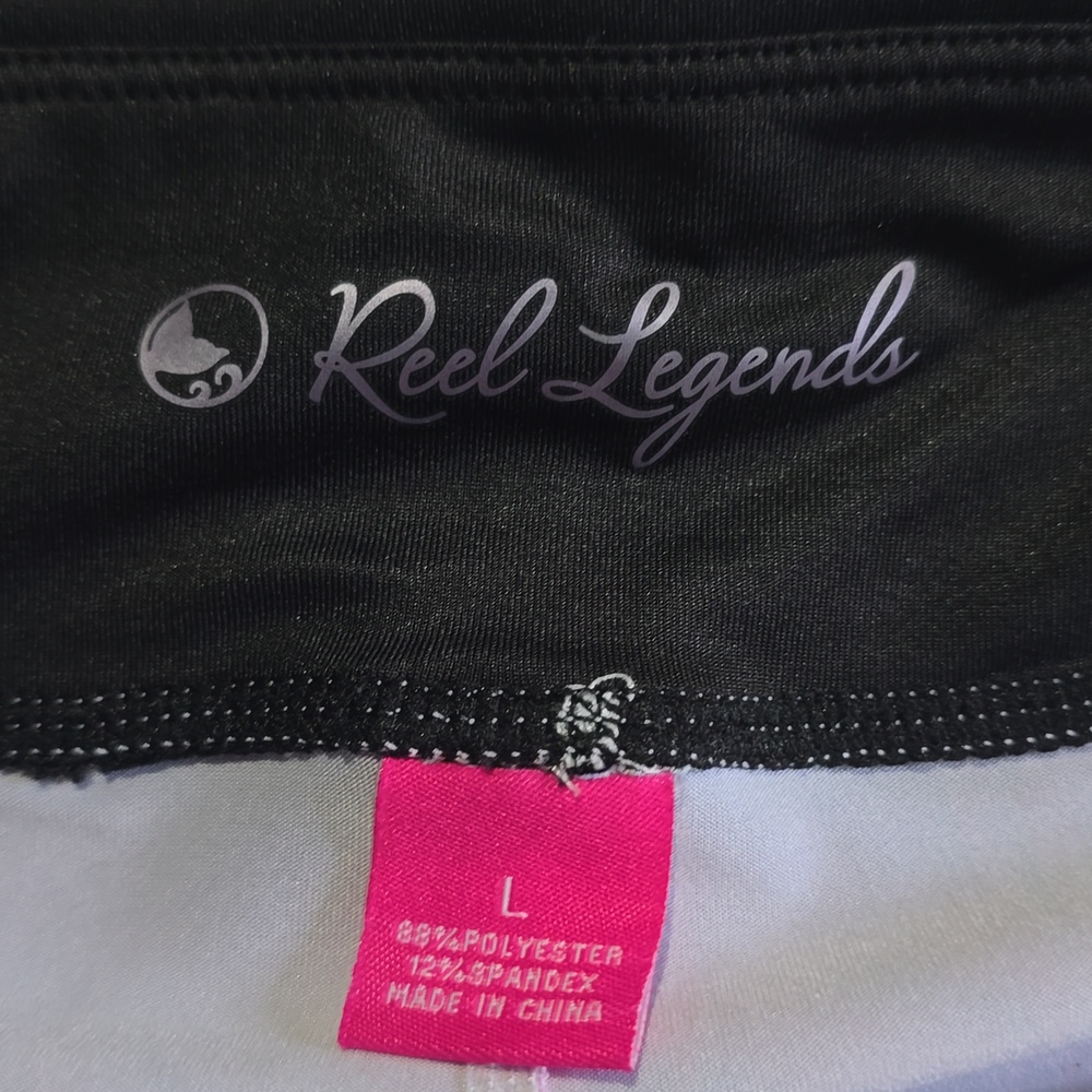 Reel Legends Black Waist Multicolor Abstract‎ Print Bike Shorts Size Large - Picture 2 of 14